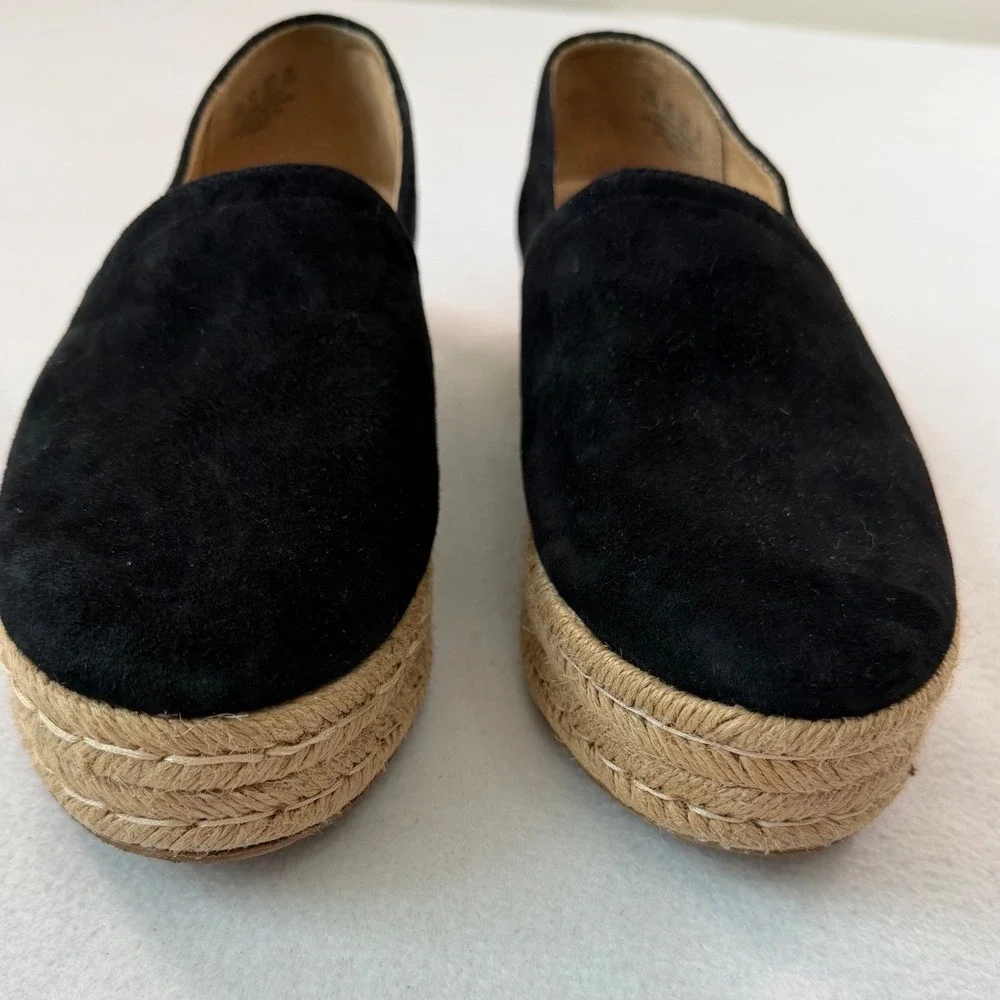 Naturalizer Black Suede Espadrille Platform Loafers‎ Boho Minimalist Shoes 9.5M